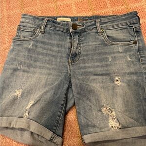Kut from the Kloth Blue Distressed Jean Shorts boyfriend style